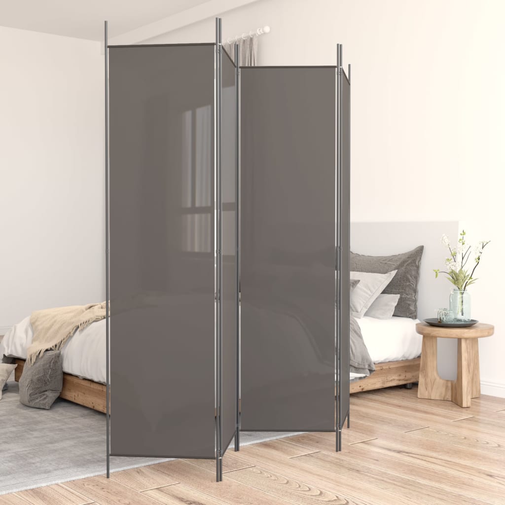 Berkfield 4-Panel Room Divider Anthracite 698x180 cm Fabric