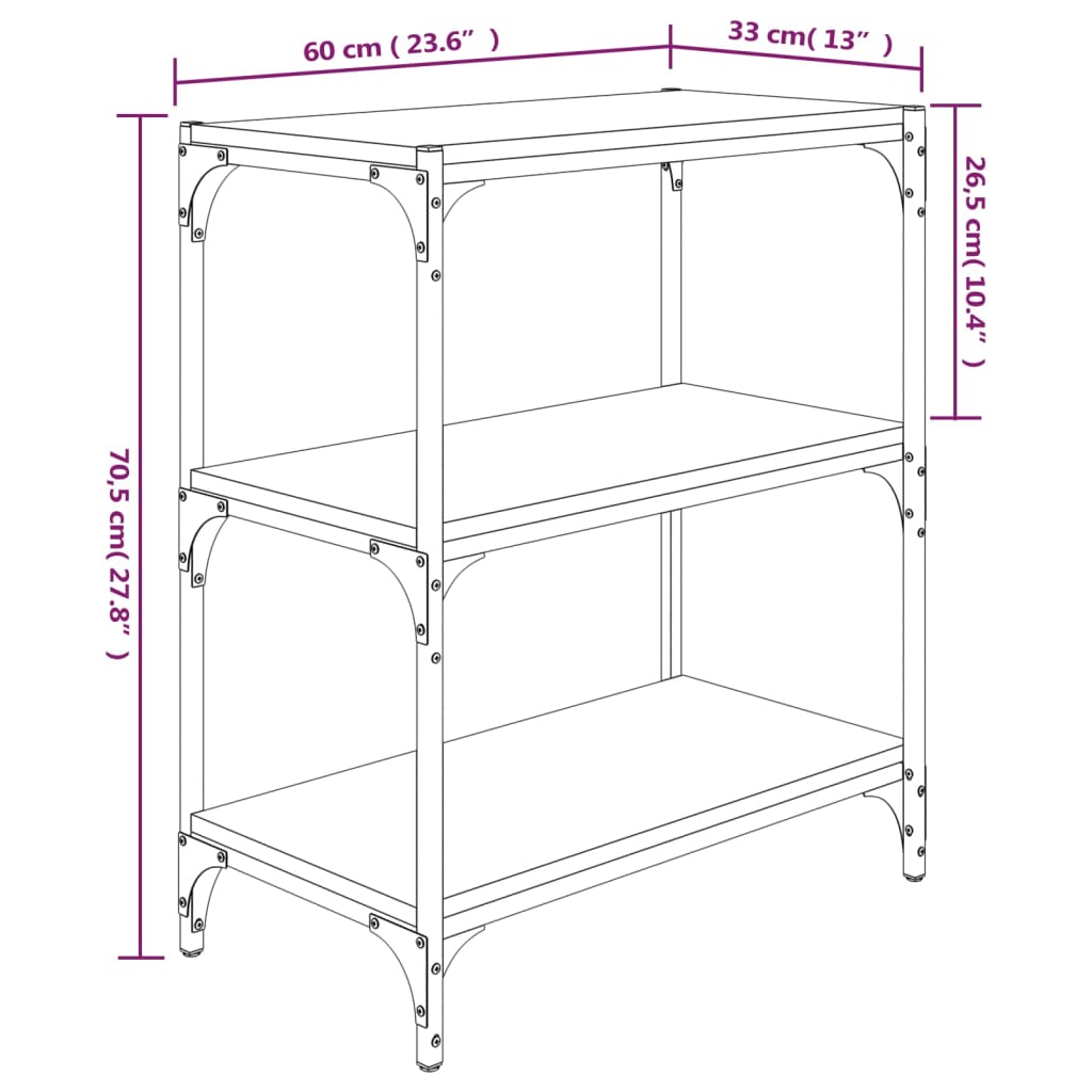 Berkfield Book Cabinet Sonoma Oak 60x33x70.5 cm Engineered Wood and Steel