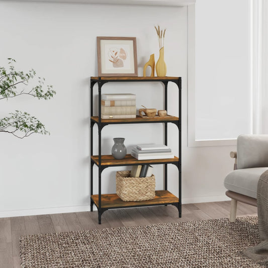 Berkfield Book Cabinet Smoked Oak 60x33x100 cm Engineered Wood and Steel