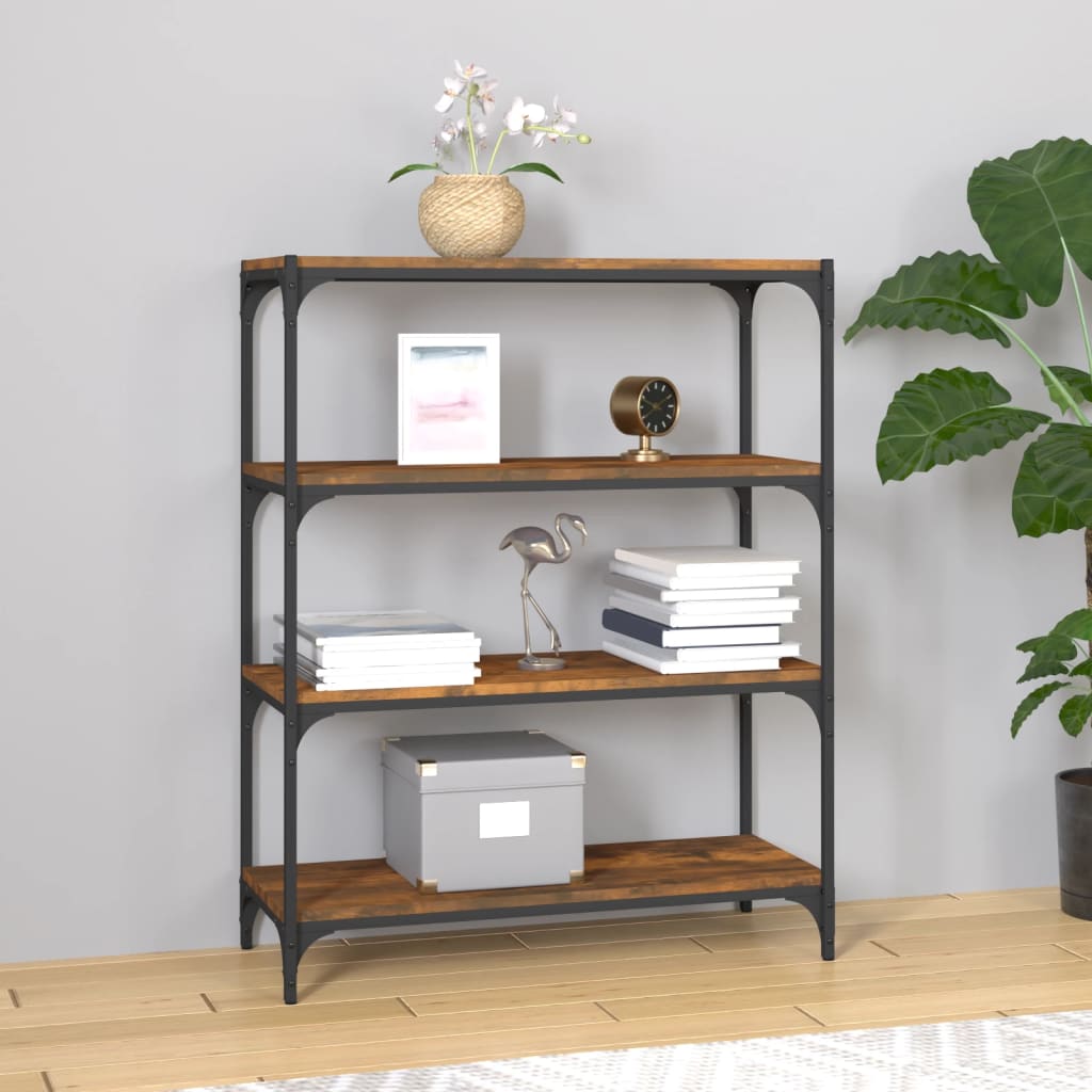 Berkfield Book Cabinet Smoked Oak 80x33x100 cm Engineered Wood and Steel
