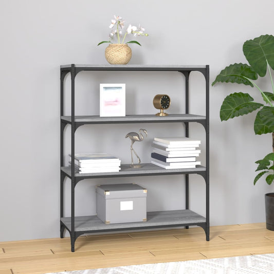 Berkfield Book Cabinet Grey Sonoma 80x33x100 cm Engineered Wood and Steel