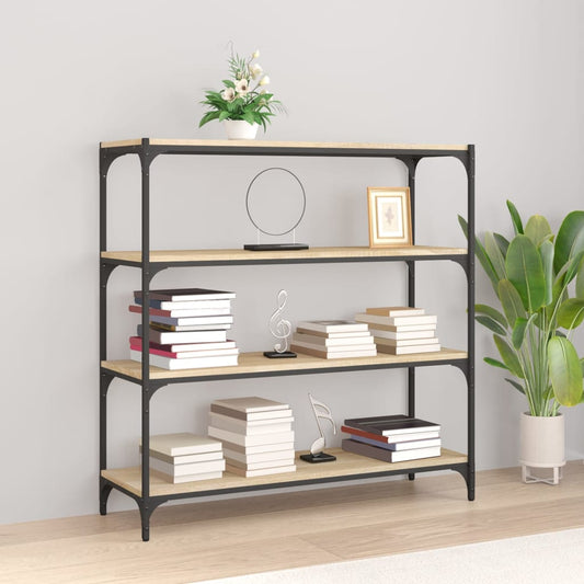 Berkfield Book Cabinet Sonoma Oak 100x33x100 cm Engineered Wood and Steel