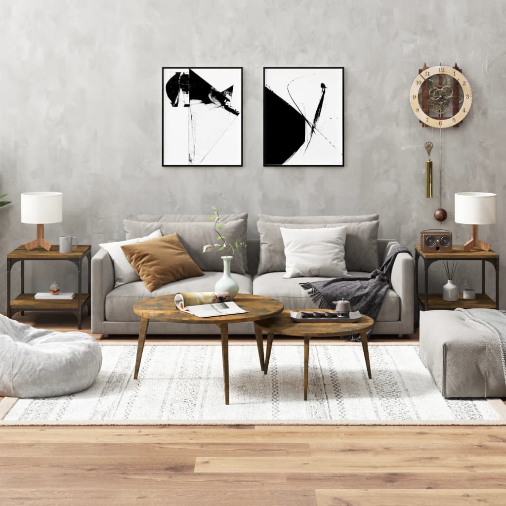 Berkfield Side Tables 2 pcs Smoked Oak 40x40x40 cm Engineered Wood