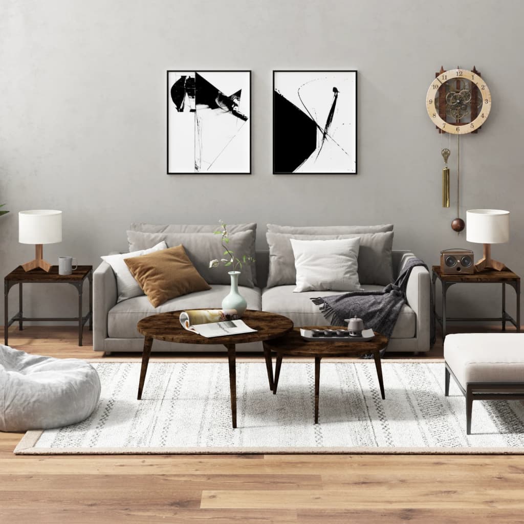 Berkfield Side Tables 2 pcs Smoked Oak 40x40x35 cm Engineered Wood