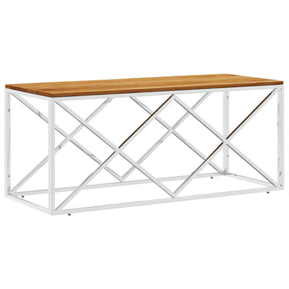 Berkfield Coffee Table Stainless Steel and Solid Wood Acacia