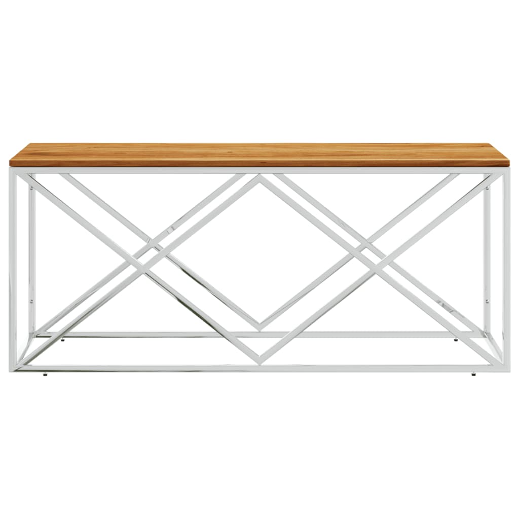 Berkfield Coffee Table Stainless Steel and Solid Wood Acacia