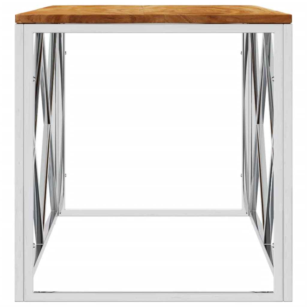 Berkfield Coffee Table Stainless Steel and Solid Wood Acacia
