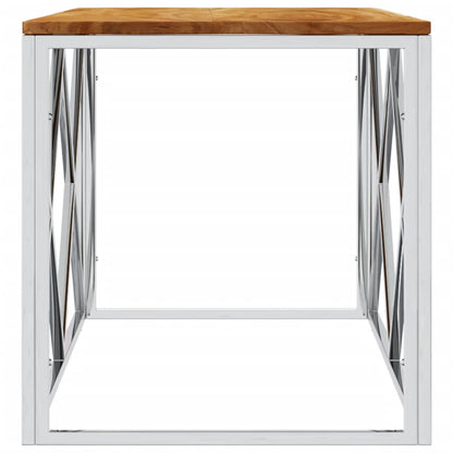 Berkfield Coffee Table Stainless Steel and Solid Wood Acacia