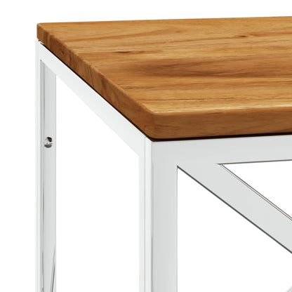 Berkfield Coffee Table Stainless Steel and Solid Wood Acacia