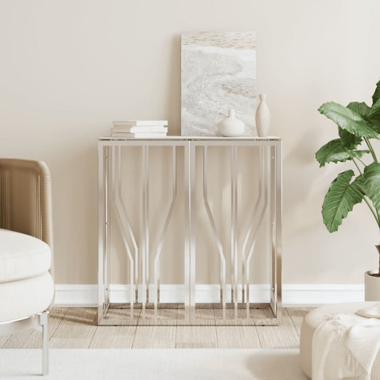 Berkfield Console Table Silver 70x30x70 cm Stainless Steel and Glass