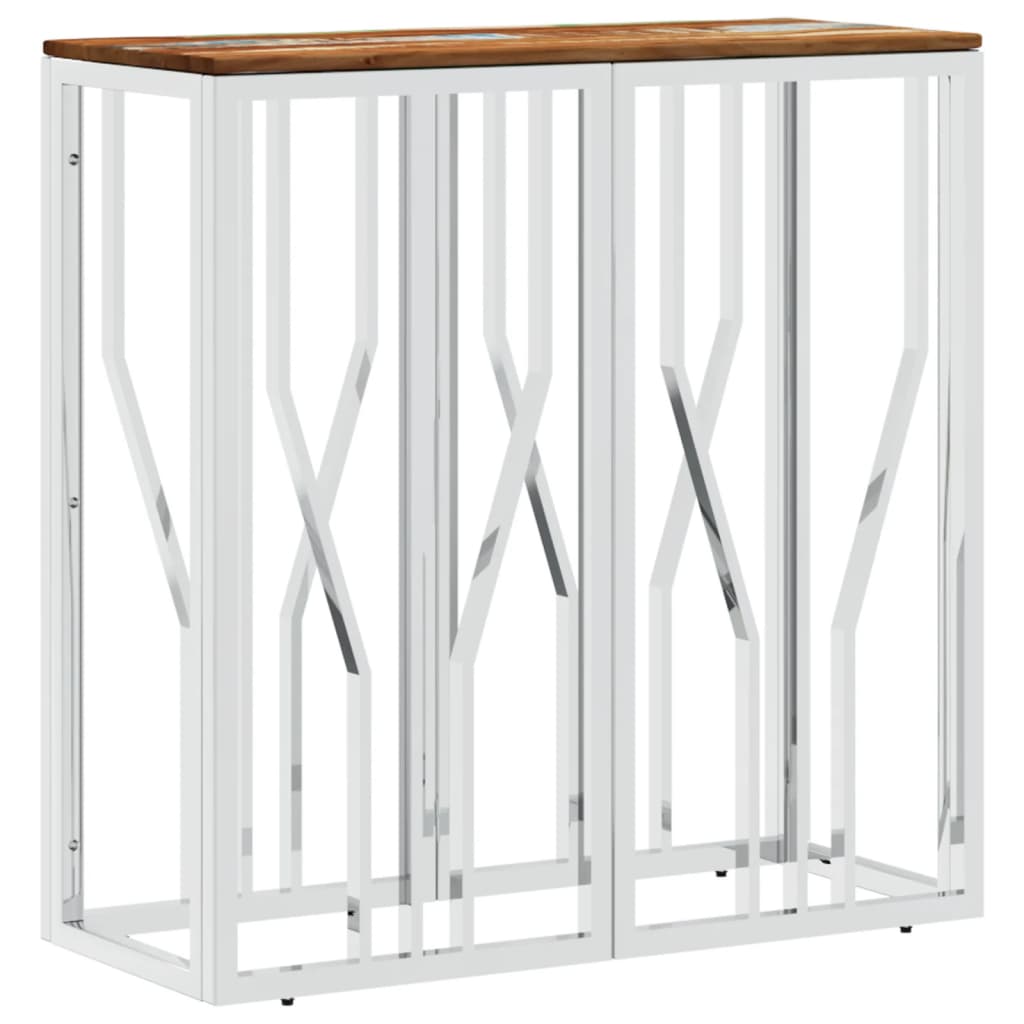 Berkfield Console Table Silver Stainless Steel and Solid Wood Reclaimed