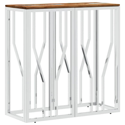 Berkfield Console Table Silver Stainless Steel and Solid Wood Reclaimed