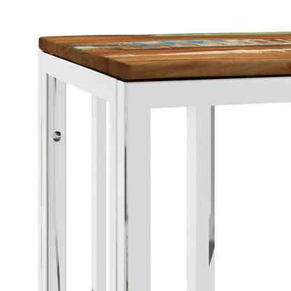 Berkfield Console Table Silver Stainless Steel and Solid Wood Reclaimed