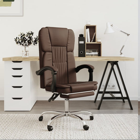 Berkfield Reclining Office Chair Brown Faux Leather