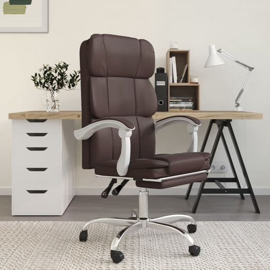 Berkfield Reclining Office Chair Brown Faux Leather
