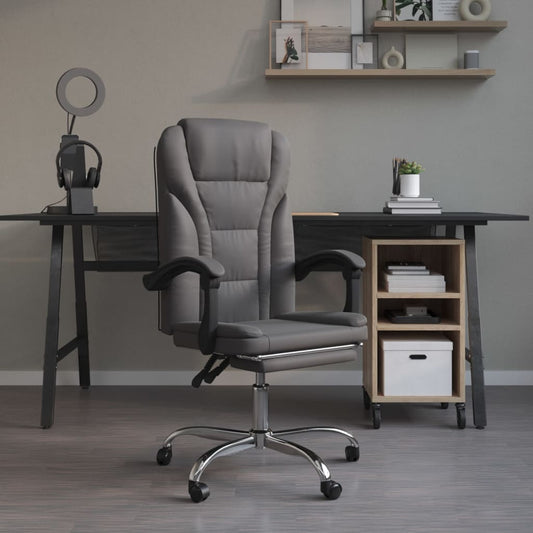 Berkfield Reclining Office Chair Grey Faux Leather