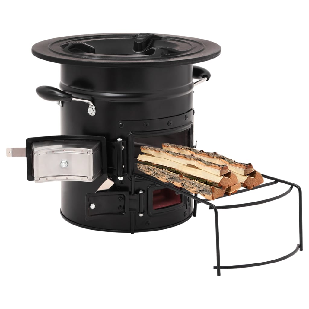 Berkfield Camping Wood Stove Black 50x33.5x30.5 cm Steel
