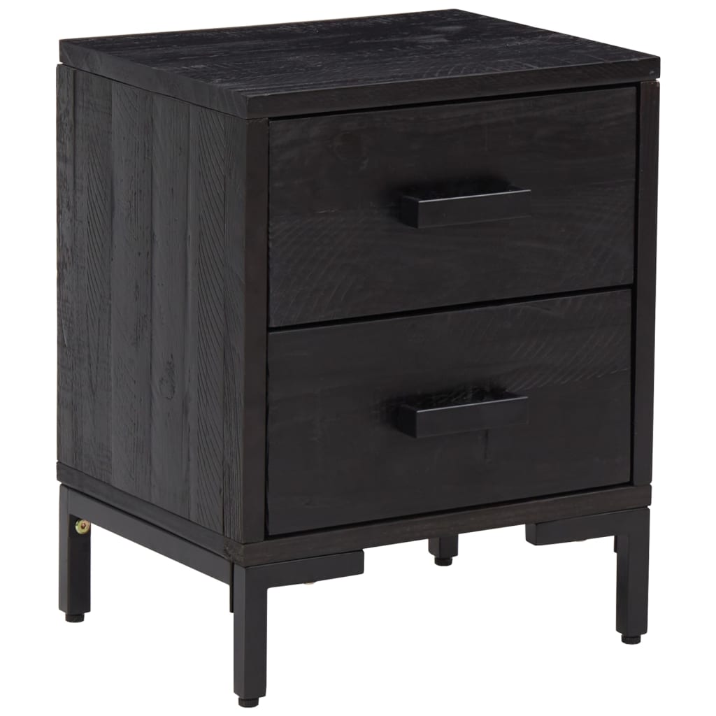Berkfield Bedside Cabinet Black 36x30x45 cm Solid Pinewood