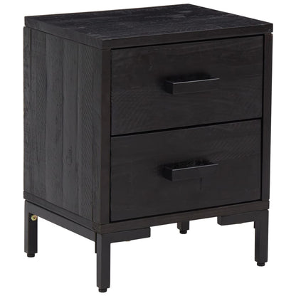 Berkfield Bedside Cabinet Black 36x30x45 cm Solid Pinewood