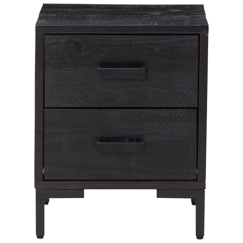 Berkfield Bedside Cabinet Black 36x30x45 cm Solid Pinewood