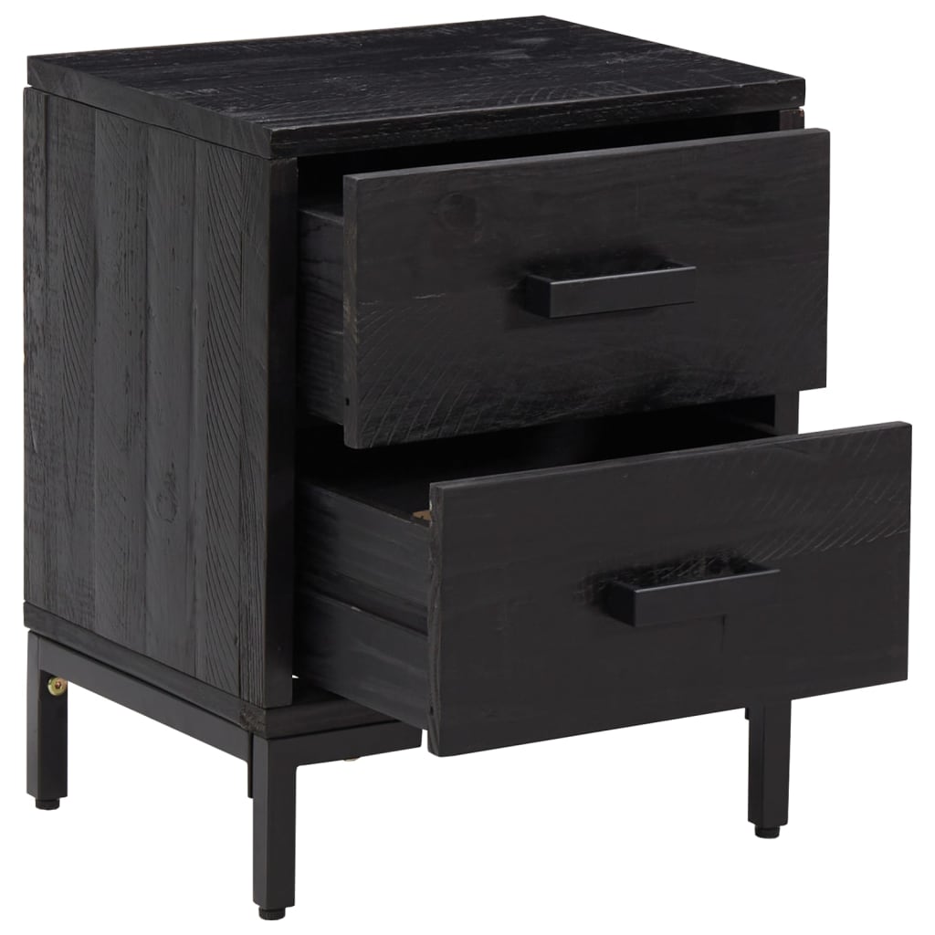 Berkfield Bedside Cabinet Black 36x30x45 cm Solid Pinewood