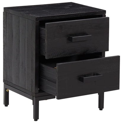 Berkfield Bedside Cabinet Black 36x30x45 cm Solid Pinewood