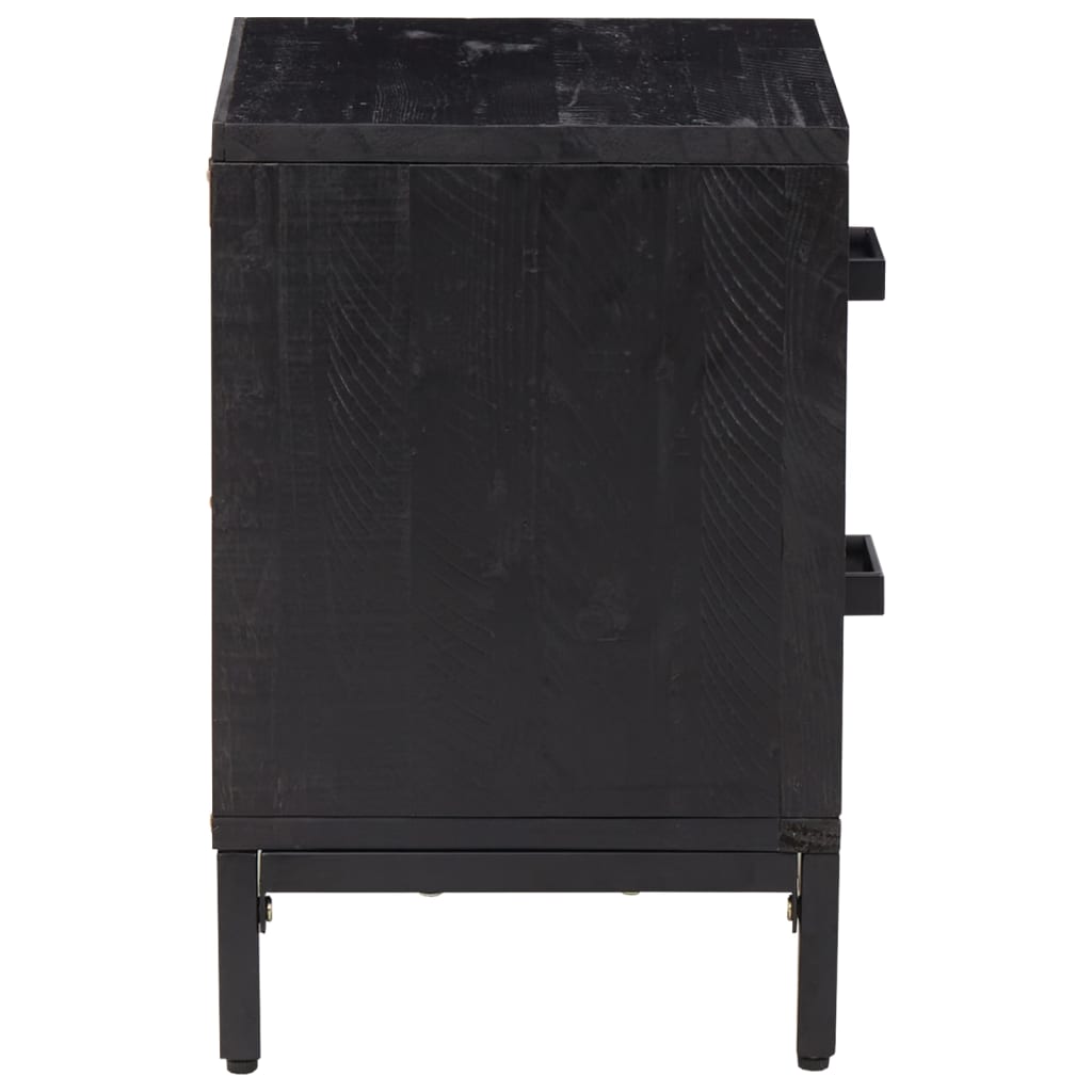 Berkfield Bedside Cabinet Black 36x30x45 cm Solid Pinewood