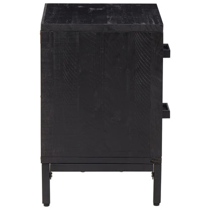 Berkfield Bedside Cabinet Black 36x30x45 cm Solid Pinewood