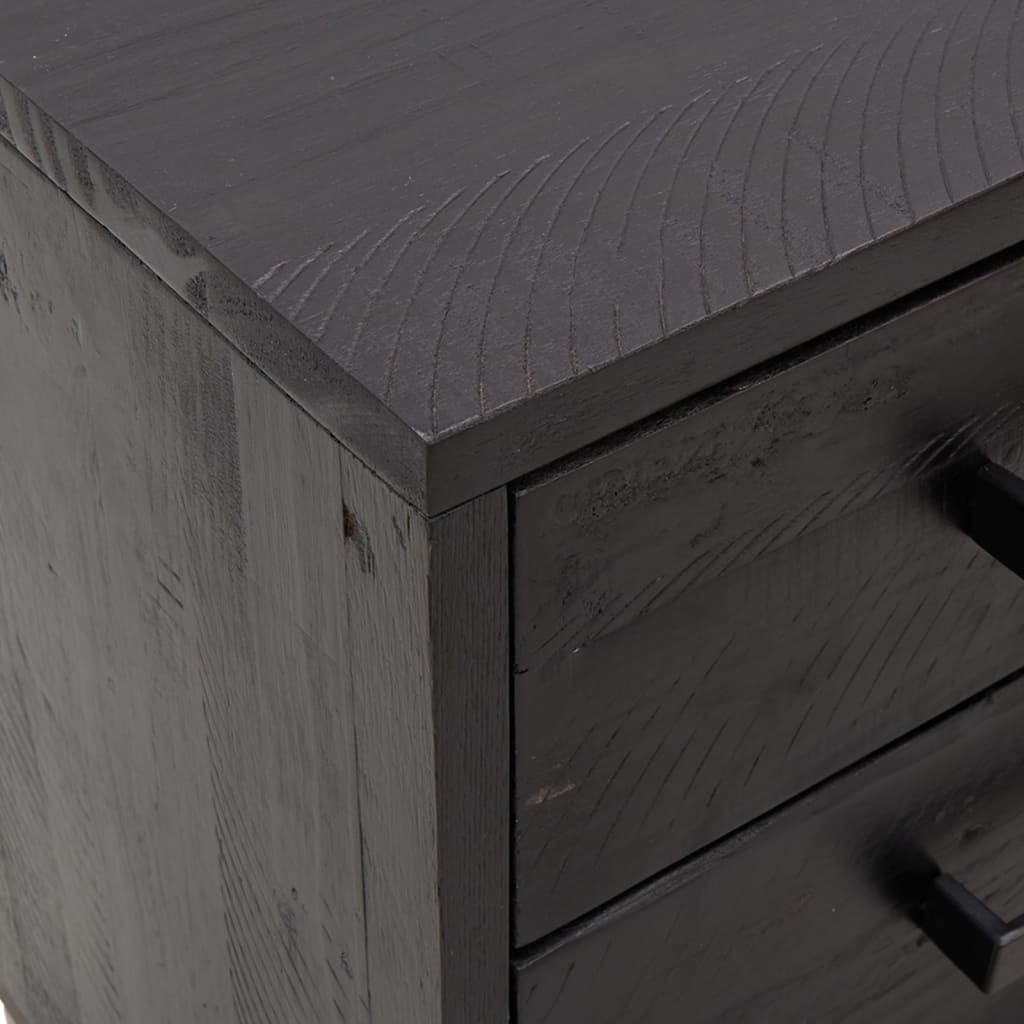 Berkfield Bedside Cabinet Black 36x30x45 cm Solid Pinewood