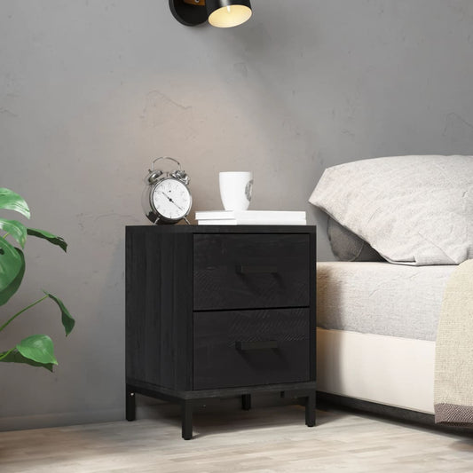 Berkfield Bedside Cabinet Black 36x30x45 cm Solid Pinewood