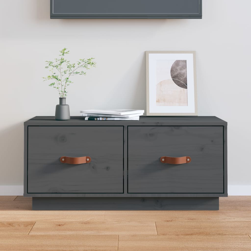 Berkfield TV Cabinet Grey 80x34x35 cm Solid Wood Pine