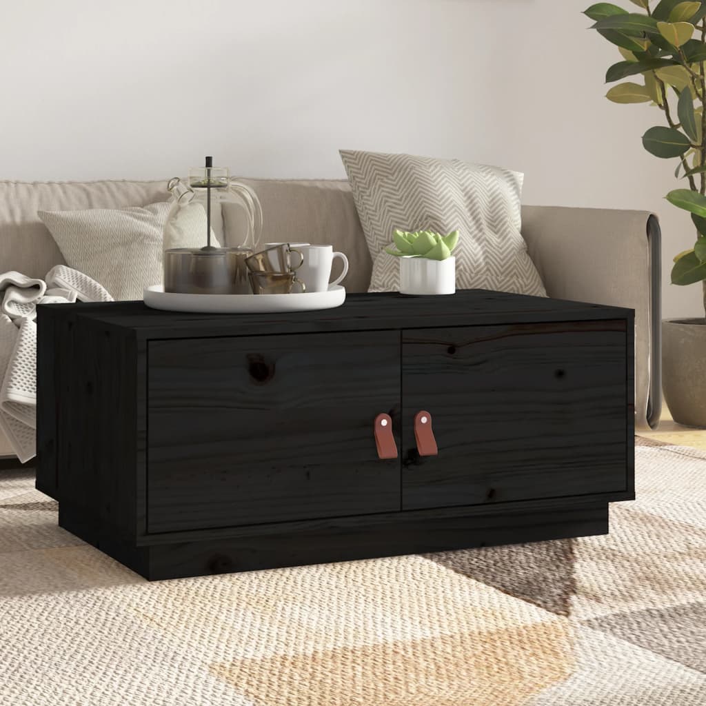 Berkfield Coffee Table Black 80x50x35 cm Solid Wood Pine