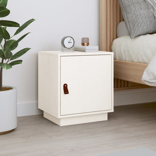 Berkfield Bedside Cabinet White 40x34x45 cm Solid Wood Pine