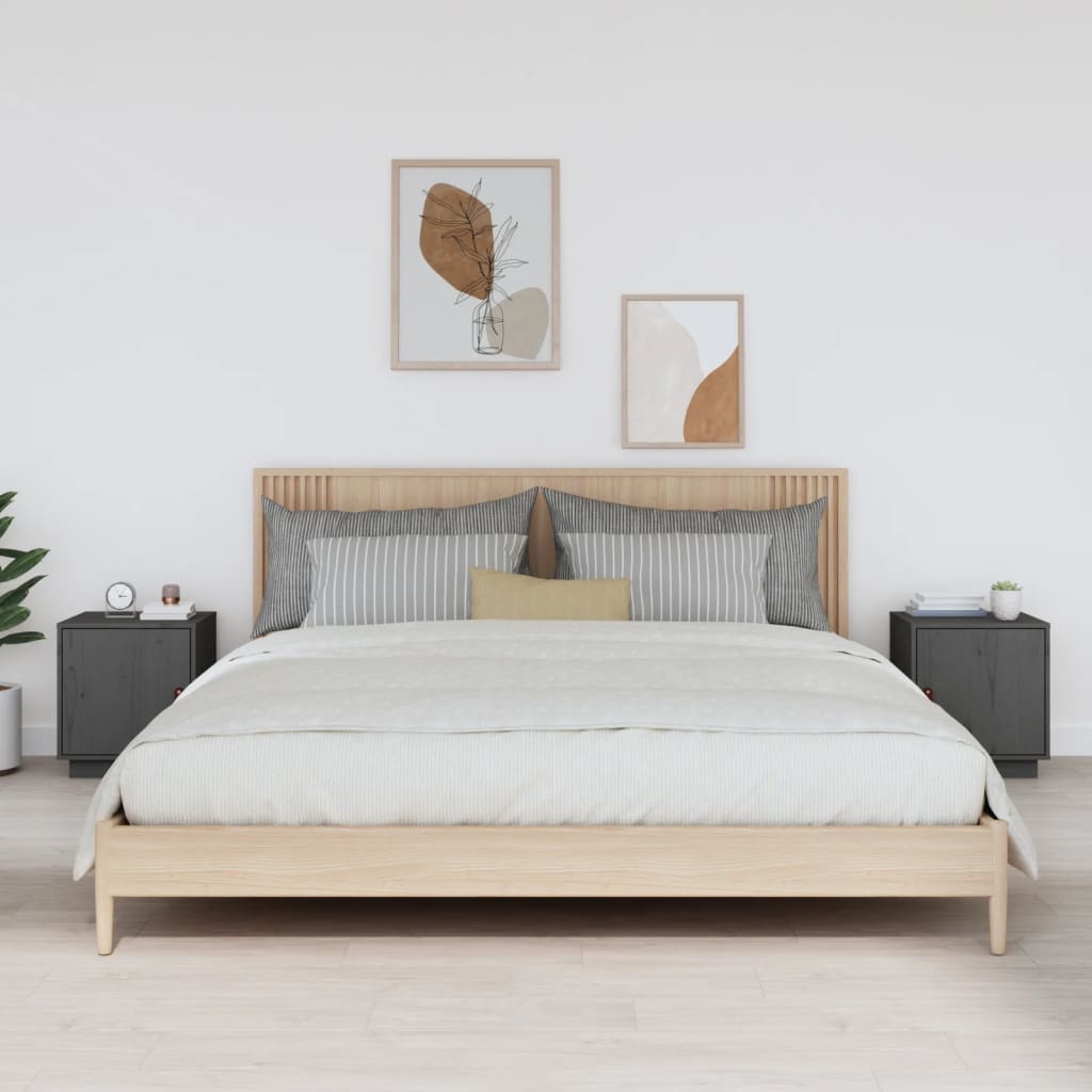 Berkfield Bedside Cabinets 2 pcs Grey 40x34x45 cm Solid Wood Pine