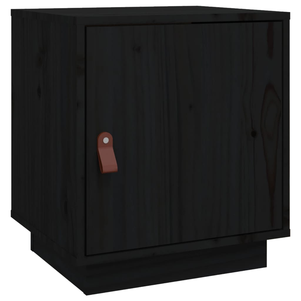 Berkfield Bedside Cabinet Black 40x34x45 cm Solid Wood Pine