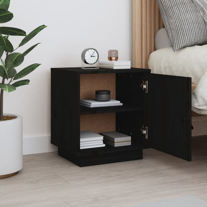 Berkfield Bedside Cabinet Black 40x34x45 cm Solid Wood Pine