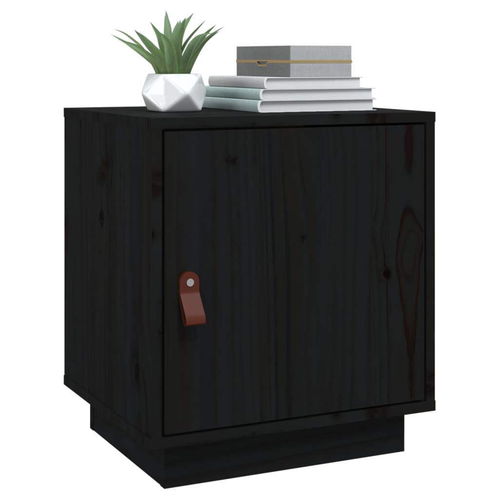 Berkfield Bedside Cabinet Black 40x34x45 cm Solid Wood Pine