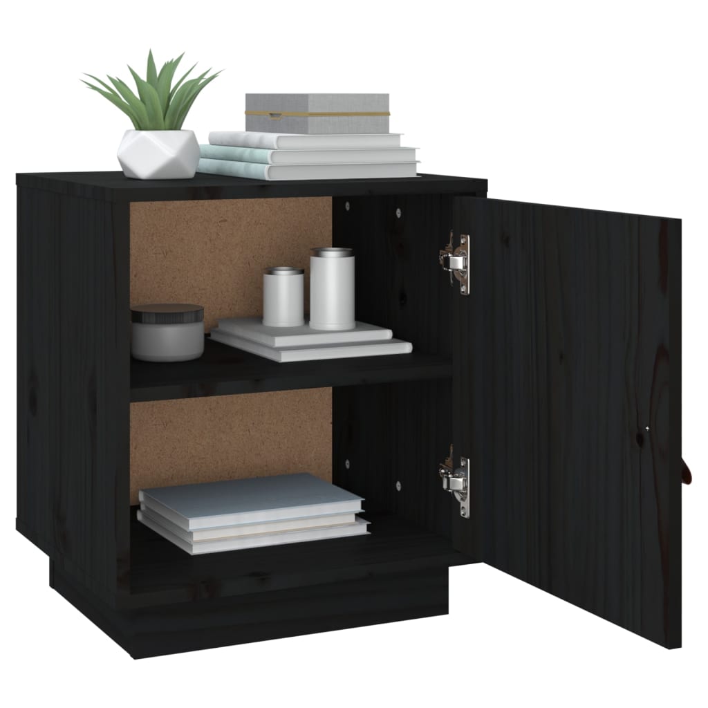 Berkfield Bedside Cabinet Black 40x34x45 cm Solid Wood Pine