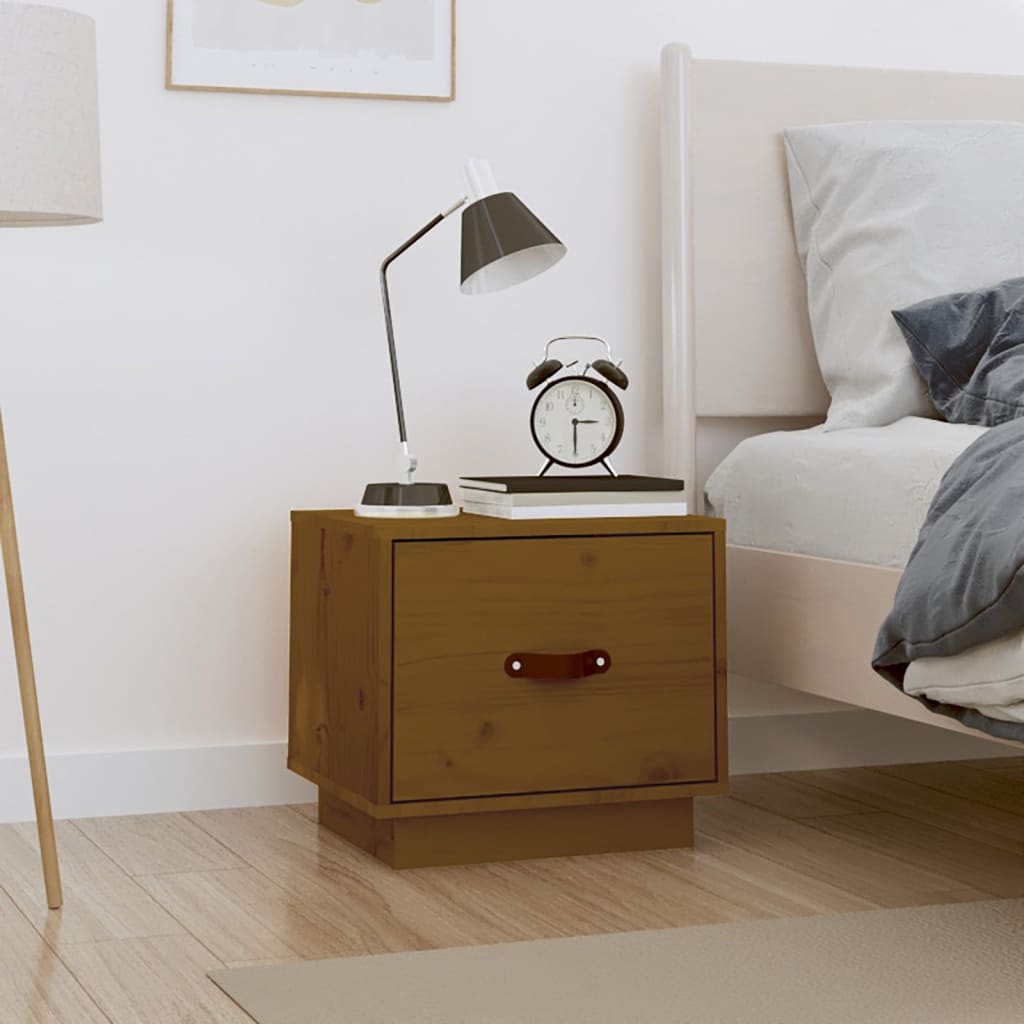 Berkfield Bedside Cabinet Honey Brown 40x34x35 cm Solid Wood Pine