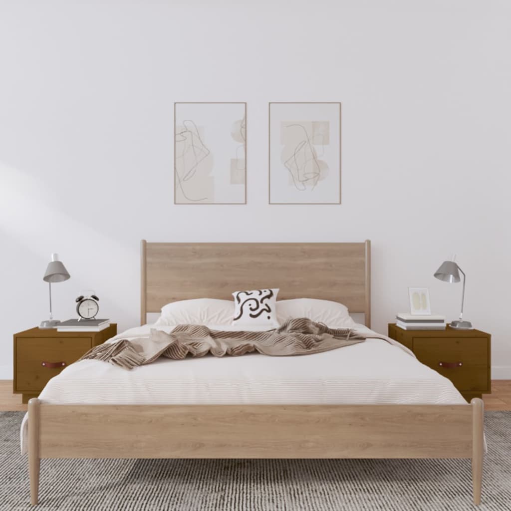 Berkfield Bedside Cabinets 2 pcs Honey Brown 40x34x35 cm Solid Wood Pine