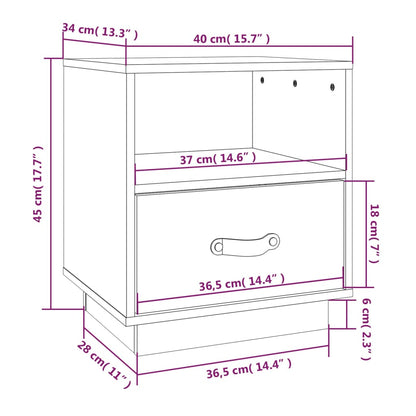 Berkfield Bedside Cabinet 40x34x45 cm Solid Wood Pine