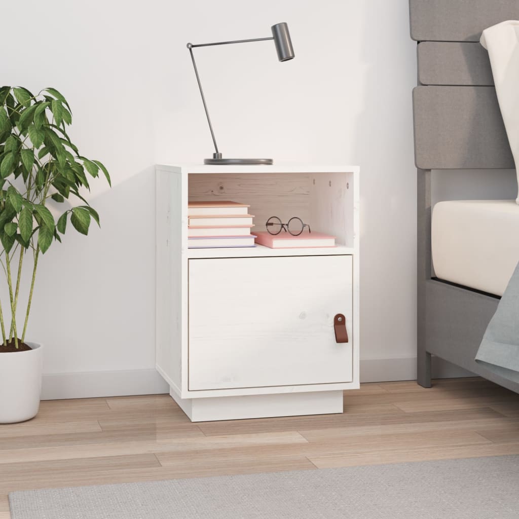 Berkfield Bedside Cabinet White 40x34x55 cm Solid Wood Pine