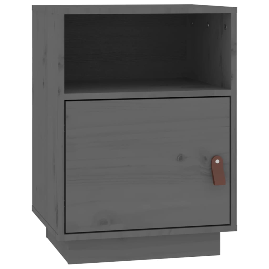 Berkfield Bedside Cabinet Grey 40x34x55 cm Solid Wood Pine
