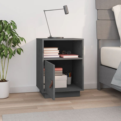 Berkfield Bedside Cabinet Grey 40x34x55 cm Solid Wood Pine