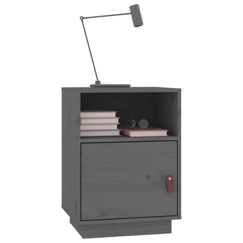 Berkfield Bedside Cabinet Grey 40x34x55 cm Solid Wood Pine