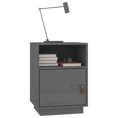 Berkfield Bedside Cabinet Grey 40x34x55 cm Solid Wood Pine