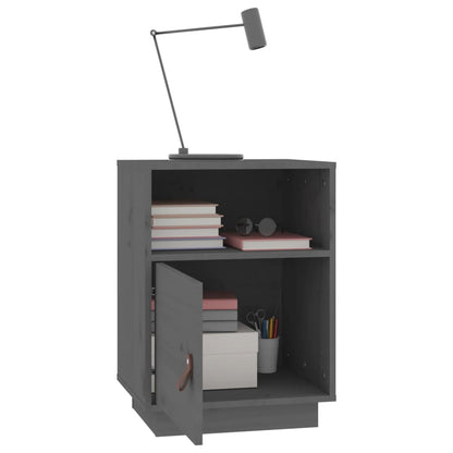 Berkfield Bedside Cabinet Grey 40x34x55 cm Solid Wood Pine