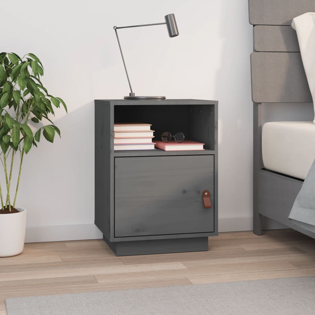Berkfield Bedside Cabinet Grey 40x34x55 cm Solid Wood Pine