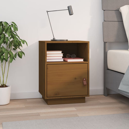 Berkfield Bedside Cabinet Honey Brown 40x34x55 cm Solid Wood Pine