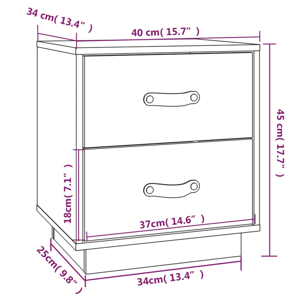 Berkfield Bedside Cabinet 40x34x45 cm Solid Wood Pine